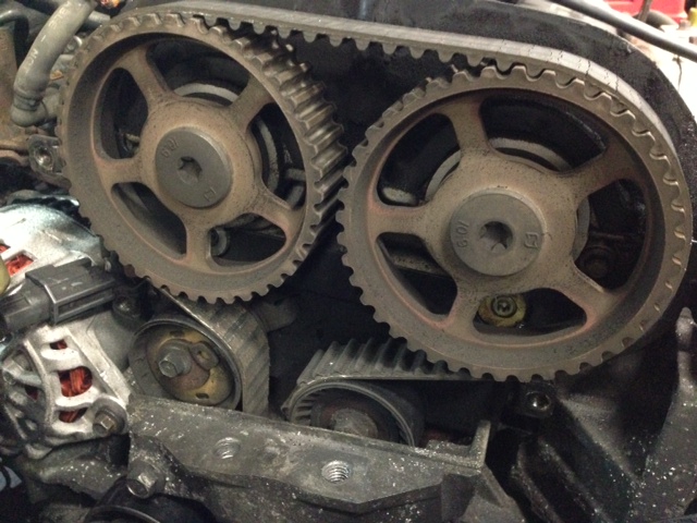 gears with timing belt wrapped around